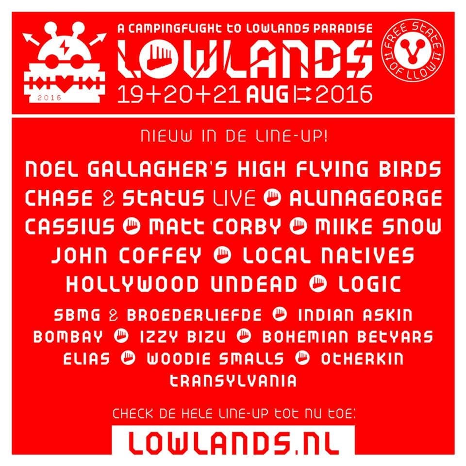 Noel Gallagher, Chase & Status en meer voor Lowlands 2016 Noel Gallagher, Chase & Status en meer voor Lowlands 2016
