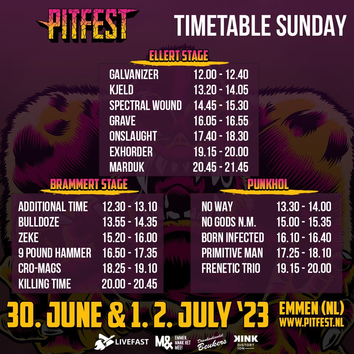Timetable Zondag Pitfest 2023