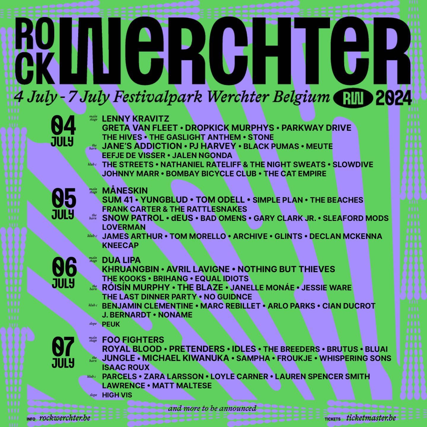 Alweer 18 nieuwe namen voor Rock Werchter 2024 Alweer 18 nieuwe namen voor Rock Werchter 2024