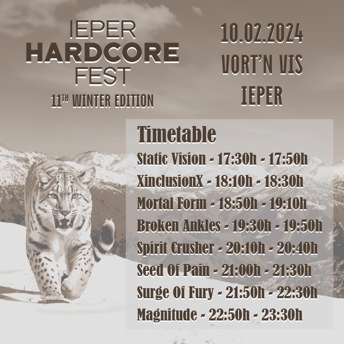 Ieperfest 2024 dropt timetable wintereditie Ieperfest 2024 dropt timetable wintereditie
