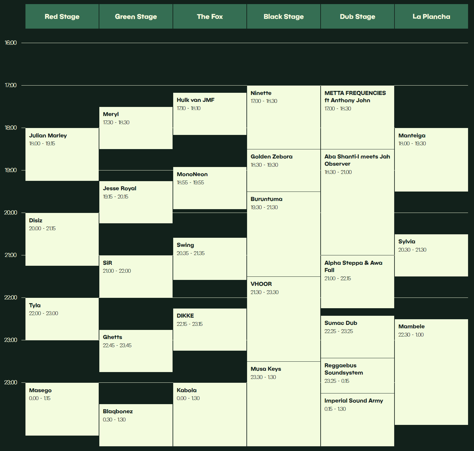 Timetable Couleur Café vrijdag 28 juni 2024 compleet Timetable Couleur Café vrijdag 28 juni 2024 compleet