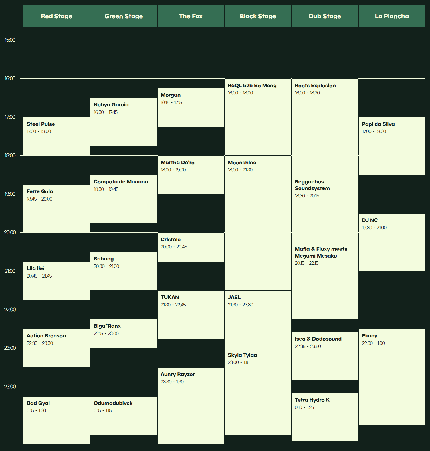 Timetable Couleur Café zaterdag 29 juni 2024 compleet Timetable Couleur Café zaterdag 29 juni 2024 compleet