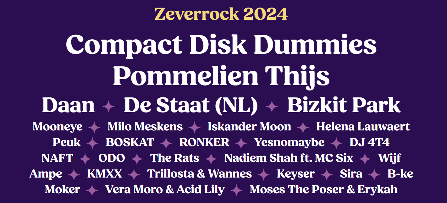 Affiche Zeverrock 2024 compleet Affiche Zeverrock 2024 compleet