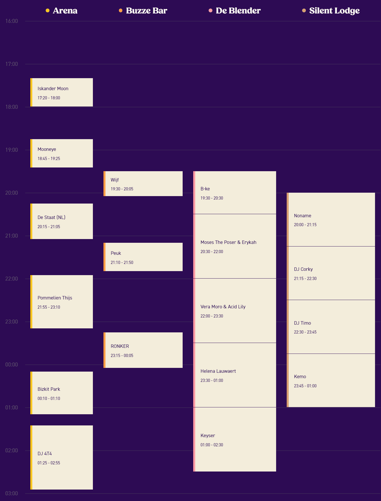 Timetable zaterdag 10 augustus Zeverrock 2024 compleet Timetable vrijdag 9 augustus Zeverrock 2024 compleet