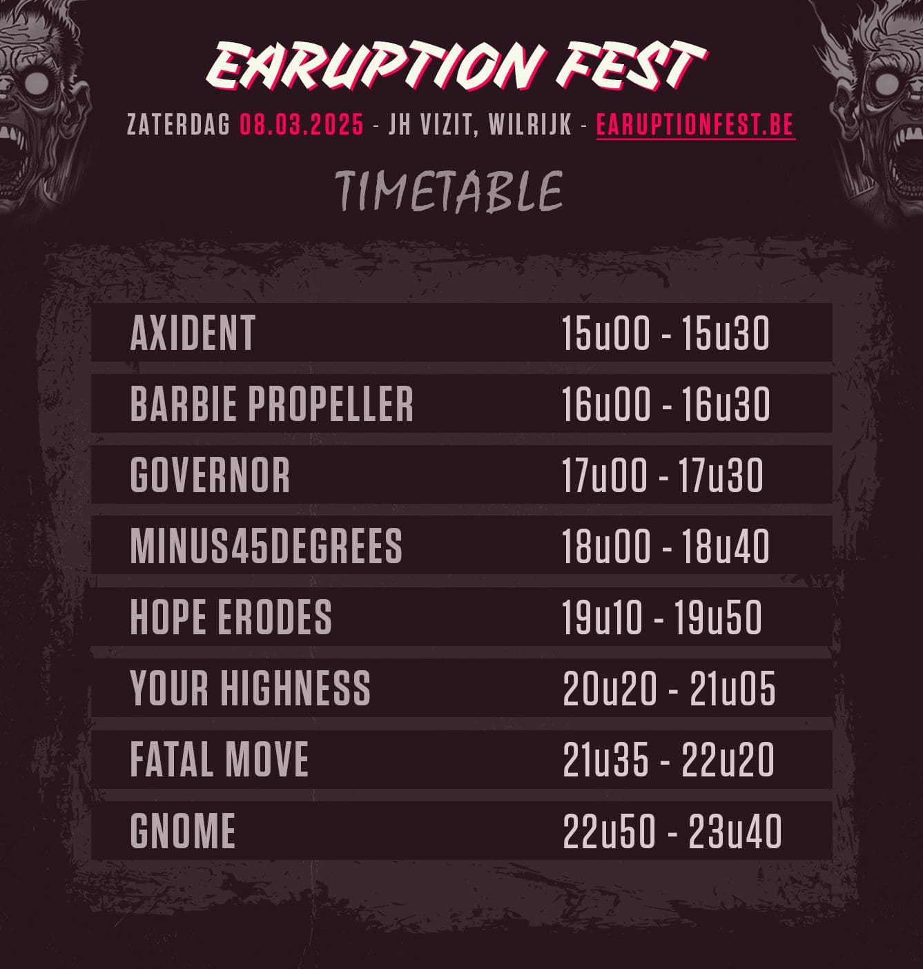 Earuption 2025 onthult timetable Earuption 2025 onthult timetable