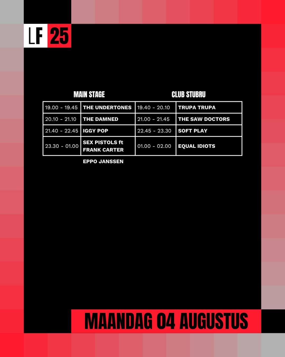 Lokerse Feesten 2025 onthult timetable maandag 4 augustus Lokerse Feesten 2025 onthult timetable maandag 4 augustus