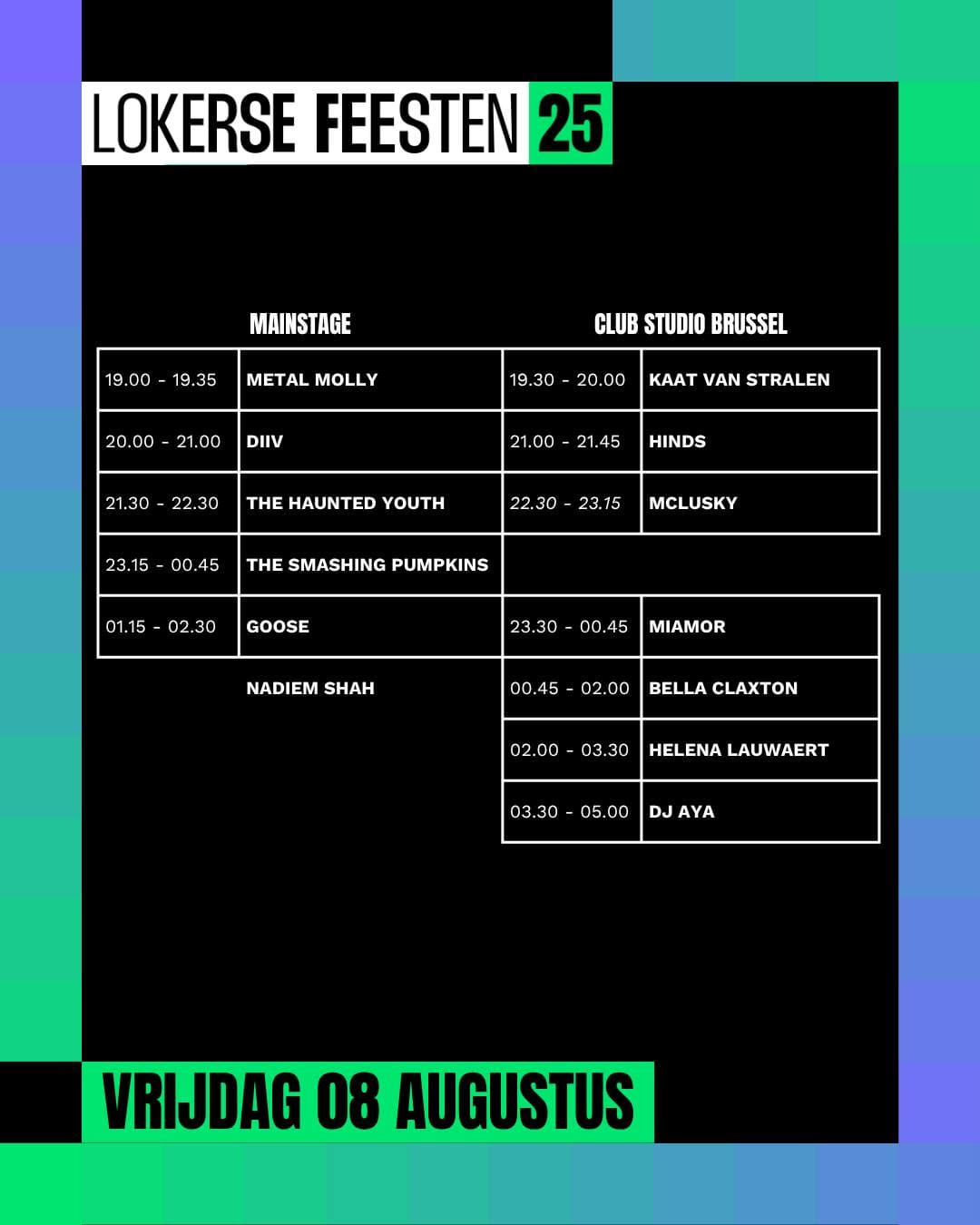 Lokerse Feesten 2025 onthult timetable vrijdag 8 augustus Lokerse Feesten 2025 onthult timetable vrijdag 8 augustus