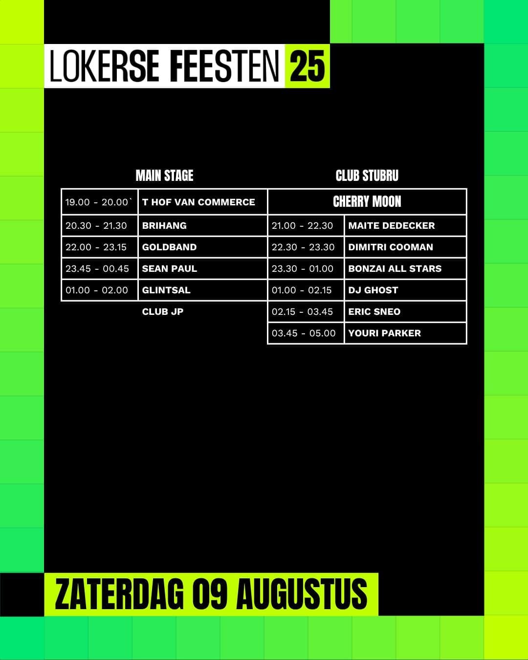 Lokerse Feesten 2025 onthult timetable zaterdag 9 augustus Lokerse Feesten 2025 onthult timetable zaterdag 9 augustus