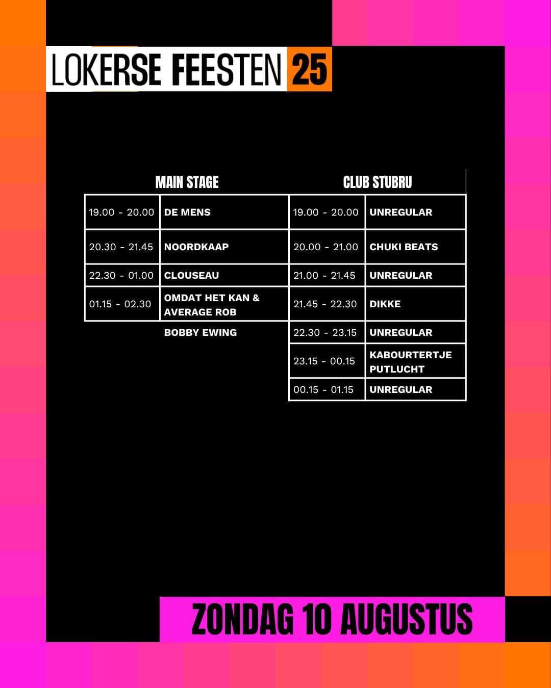 Lokerse Feesten 2025 onthult timetable zondag 10 augustus Lokerse Feesten 2025 onthult timetable zondag 10 augustus
