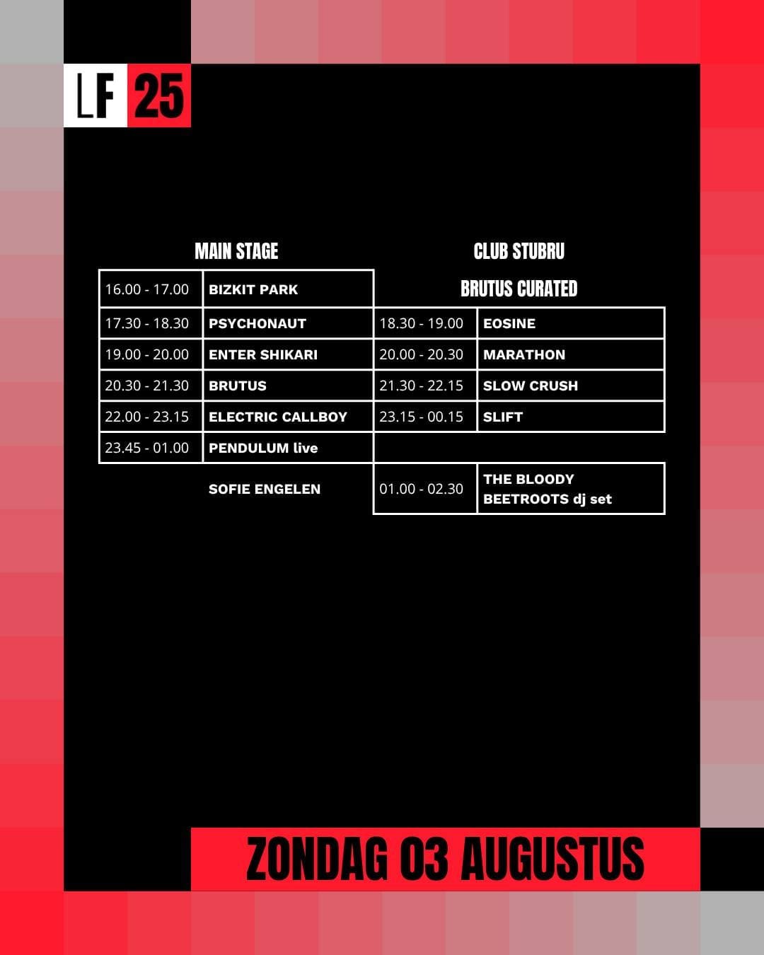 Lokerse Feesten 2025 onthult timetable zondag 3 augustus Lokerse Feesten 2025 onthult timetable zondag 3 augustus