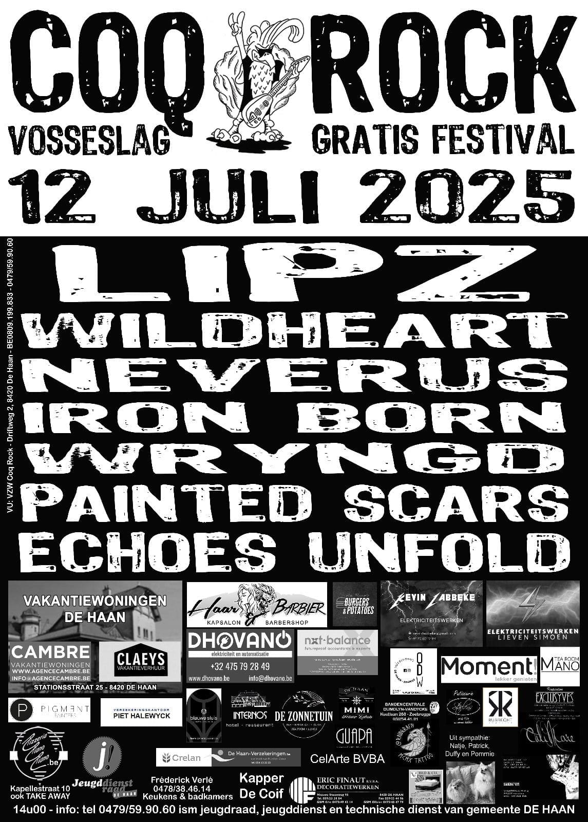 Coq Rock 2025 onthult gratis affiche Coq Rock 2025 onthult gratis affiche
