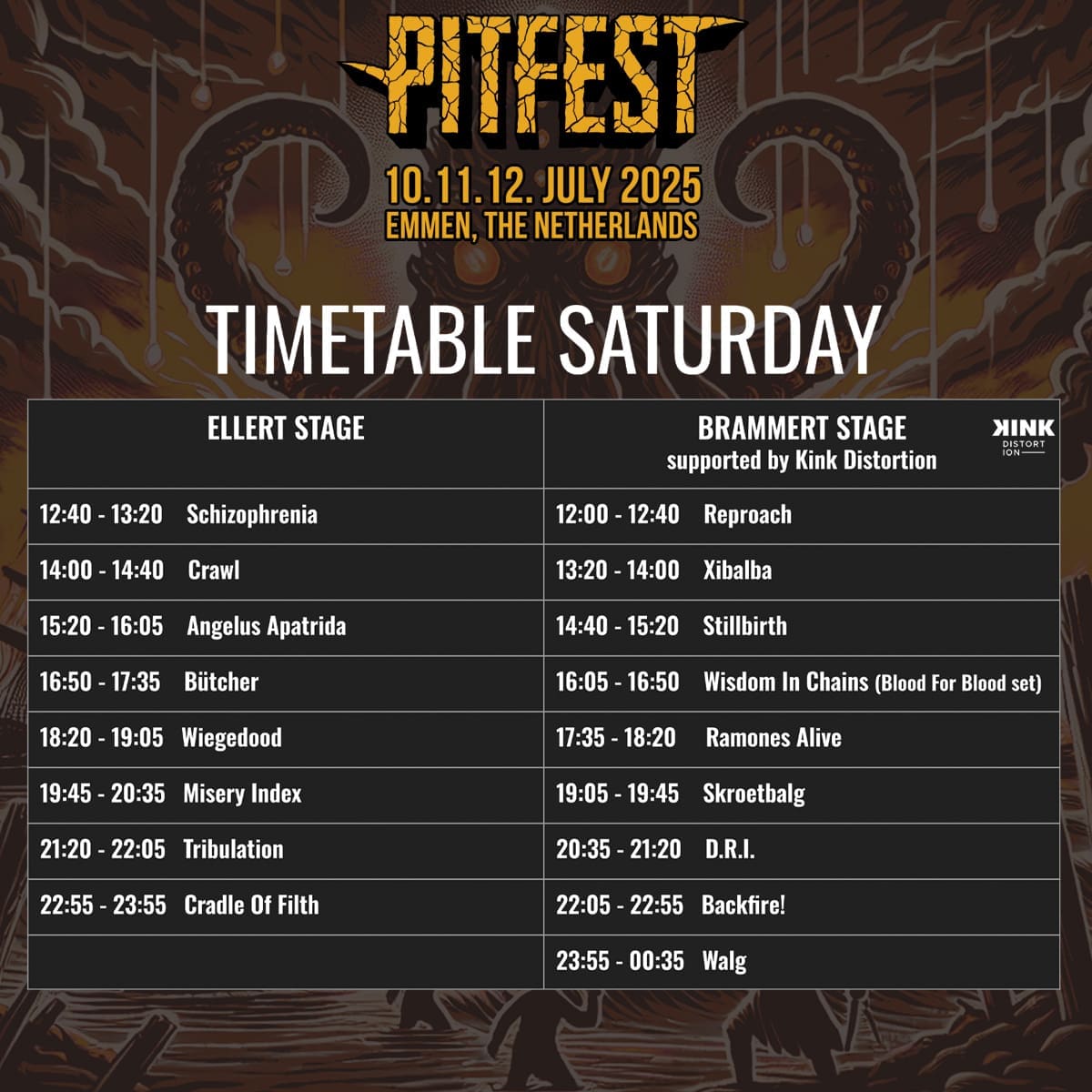 Timetable Pitfest zaterdag 12 juli 2025 online Timetable Pitfest zaterdag 12 juli 2025 online