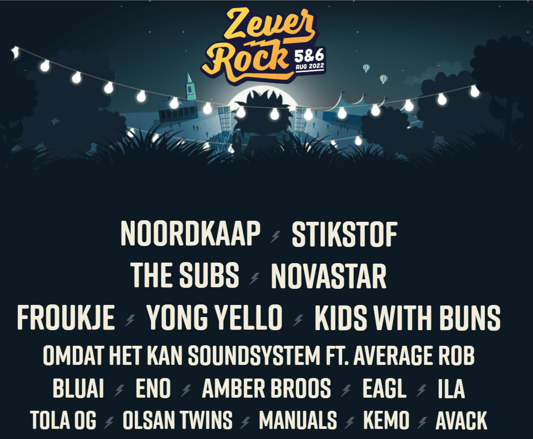 Affiche Zeverrock 2022 compleet Affiche Zeverrock 2022 compleet