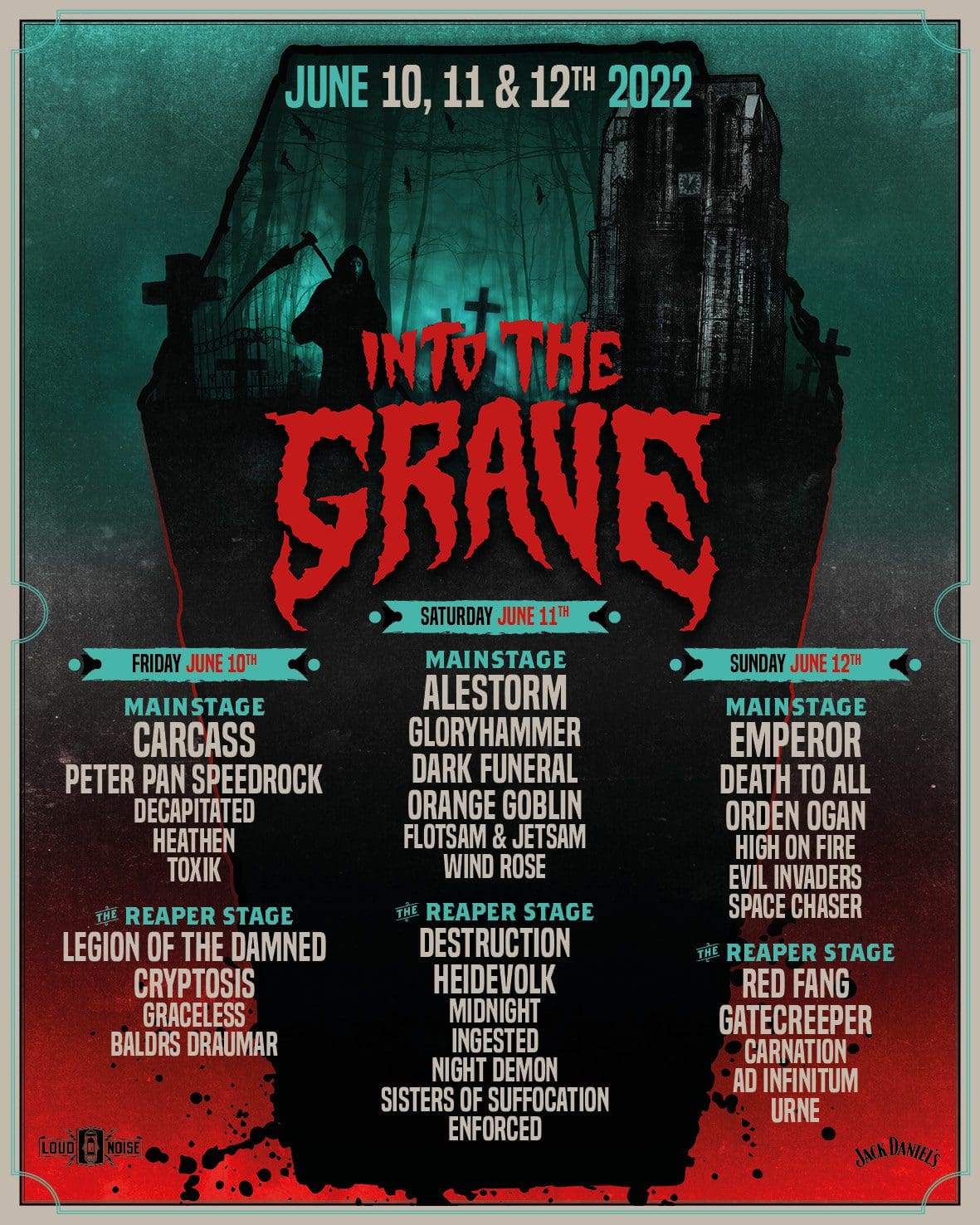 Dagindeling en Carcass voor Into The Grave 2022 Dagindeling en Carcass voor Into The Grave 2022