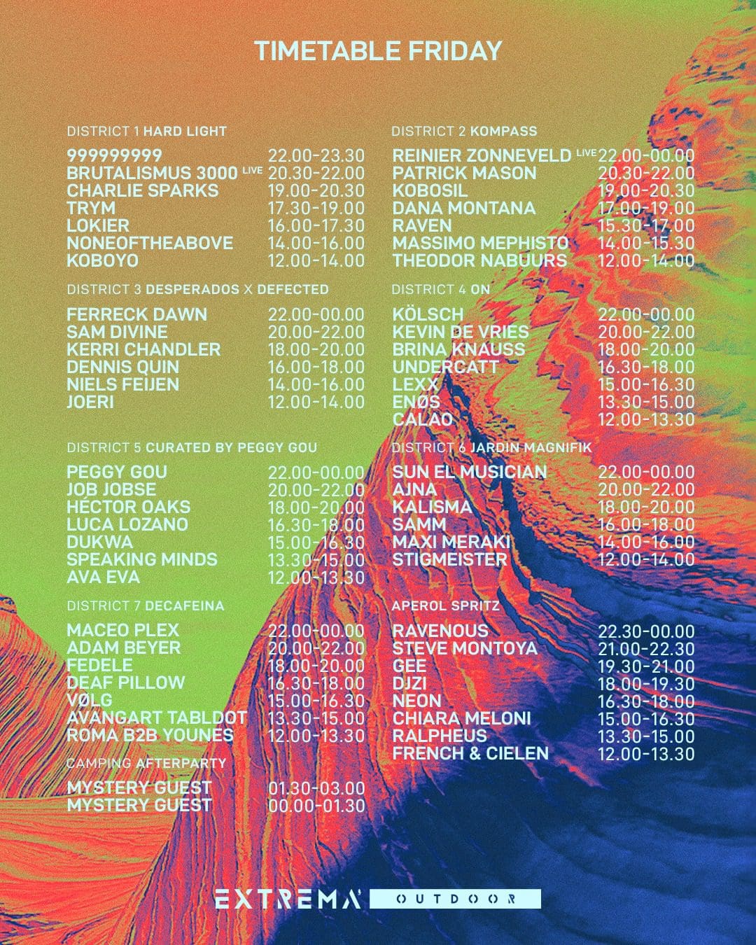 Timetable Extrema Outdoor 2023 Vrijdag 26 Mei Timetable Extrema Outdoor 2023 Vrijdag 26 Mei