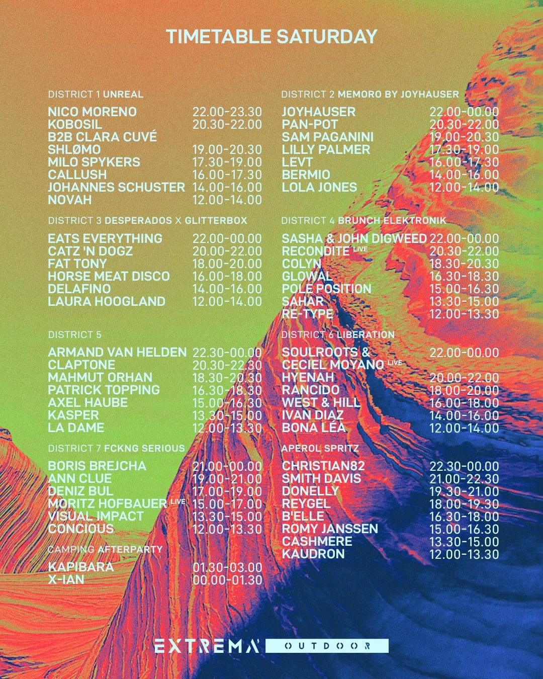 Timetable Extrema Outdoor 2023 Zaterdag 27 Mei Timetable Extrema Outdoor 2023 Zaterdag 27 Mei