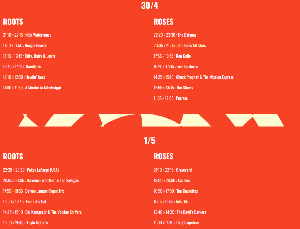 Timetable Roots & Roses 2023 Timetable Roots & Roses 2023